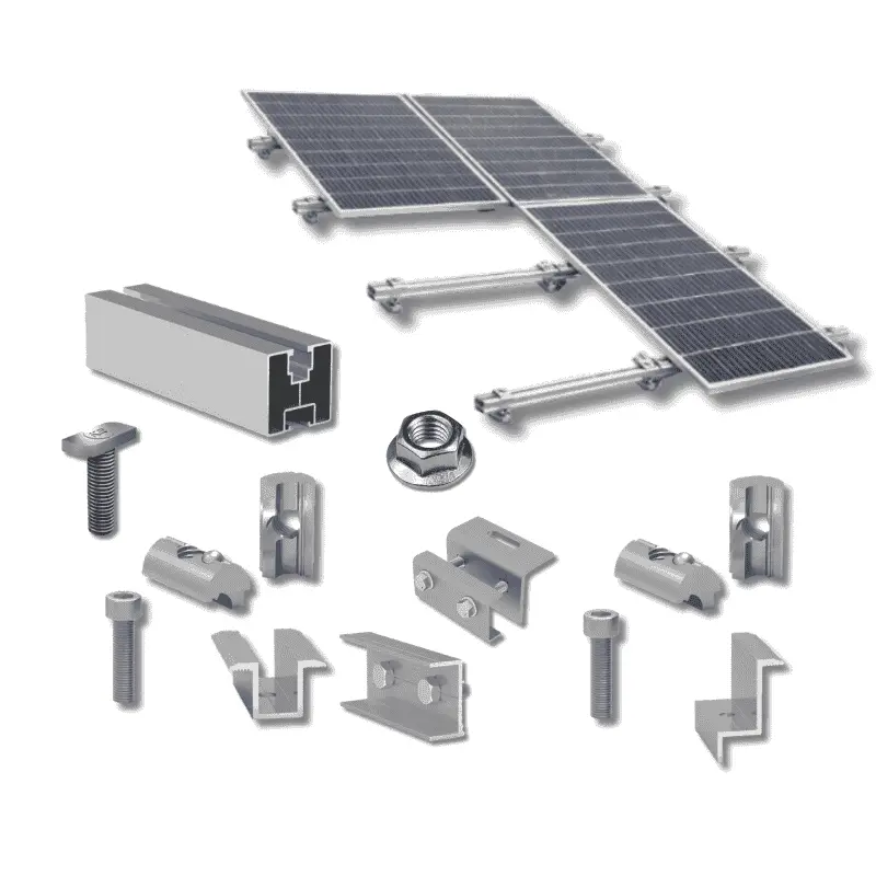 Kit structură pentru 12 panouri fotovoltaice, 1 rând, tablă fălțuită