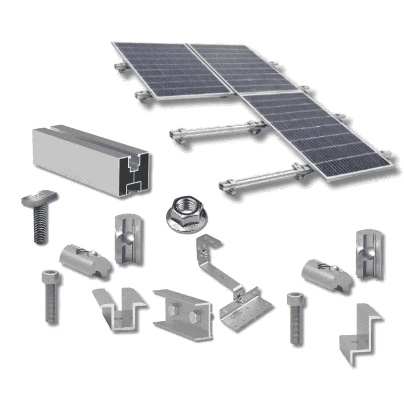 Kit structură pentru 12 panouri fotovoltaice, 1 rând, țiglă ceramică
