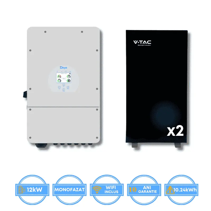 Invertor Deye 12kW, SUN-12K-SG02LP1-EU-AM3 + Acumulator V-TAC 10.24kWh