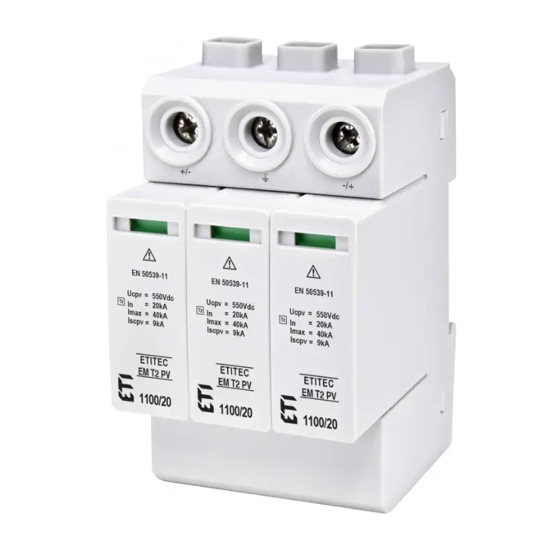 Descărcător DC T2 1100V 20kA 2P, ETI — imaginea 1