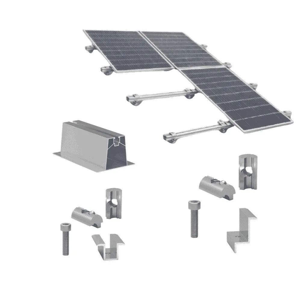 Kit structură pentru 12 panouri fotovoltaice, 1 rând, panou tip sandwich