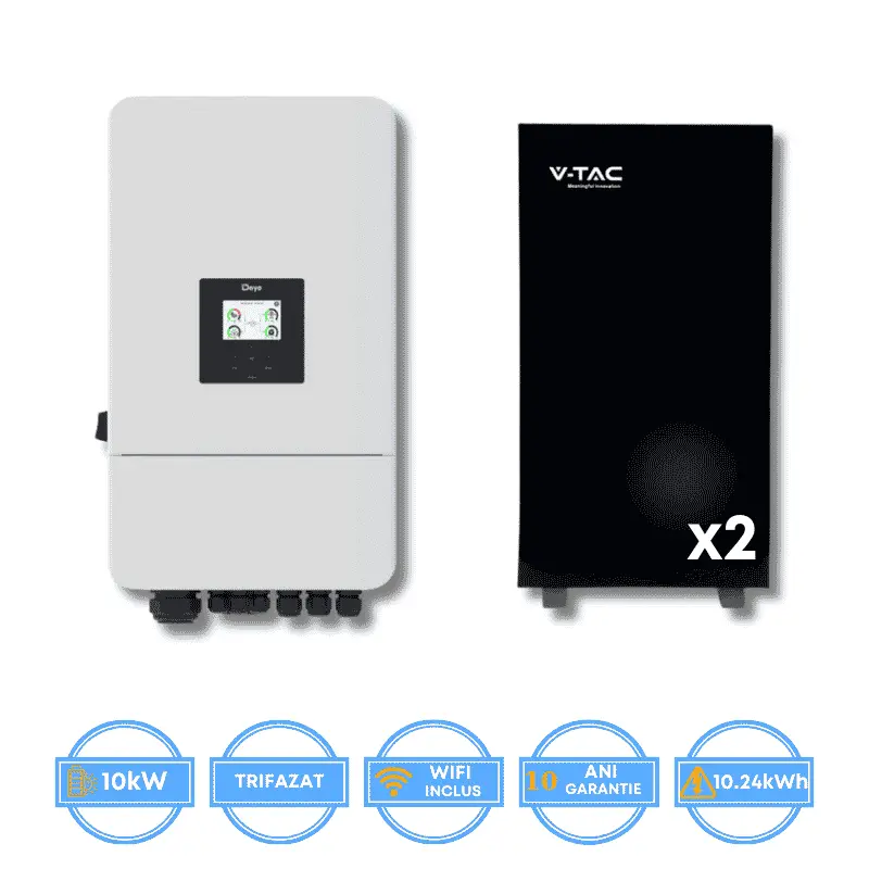 Invertor Deye 10kW, SUN-10K-SG05LP3-EU-SM2 + Acumulator V-TAC 10.24Wh