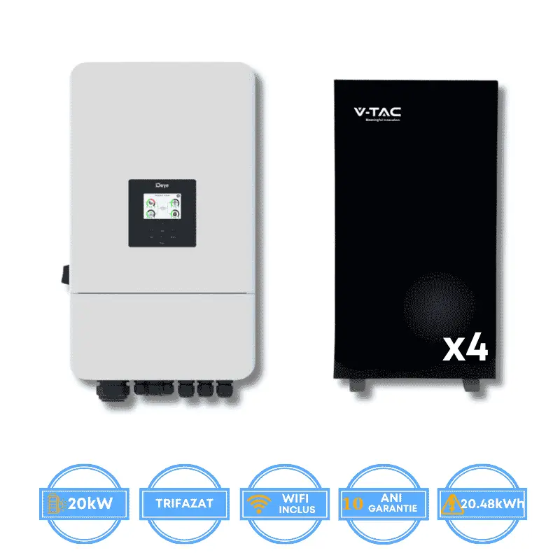 Invertor Deye 20kW, SUN-20K-SG05LP3-EU-SM2 + Acumulator V-TAC 20.48kWh