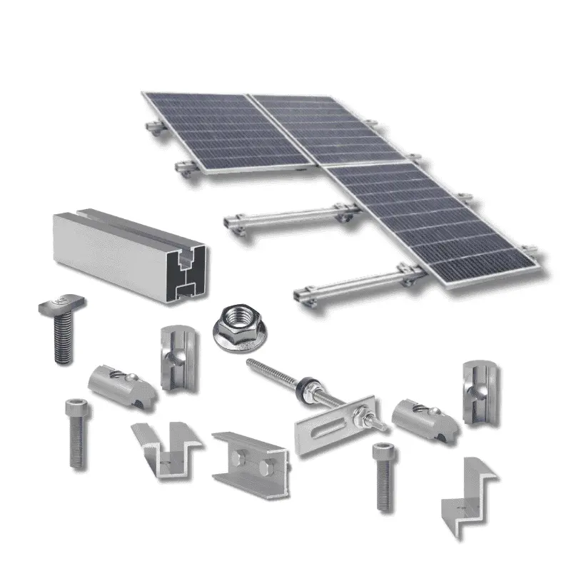 Kit structură pentru 12 panouri fotovoltaice, 1 rând, țiglă metalică