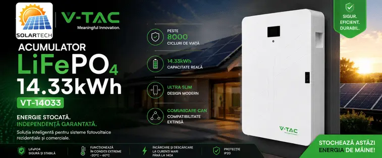 Acumulator Slim LiFePO4 14.33kWh VT-14033, V-TAC — imagine descriptivă 1